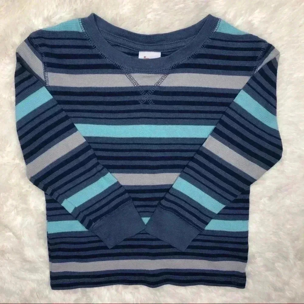 Circo Striped Shirt  Long Sleeved Stripes Blue, Grey, & Black Size 4T